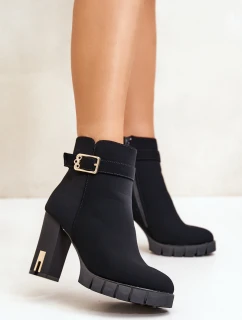 Kožené Botky Na Klínku S Kroužkem Černé Eftane