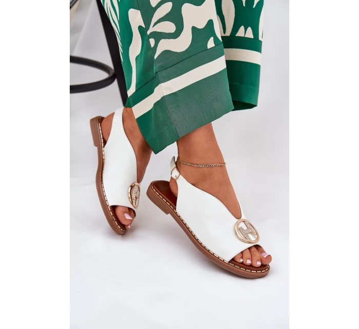 Plné Elegantní Sandály S Ozdobou Bílé model 21685749 - Boto