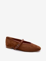 Baleríny s páskem Eko semiš Camel Felora