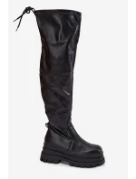 Dámské kozačky nad kolena na masivní platformě Erisna – černé
