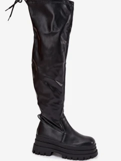 Dámské kozačky nad kolena na masivní platformě Erisna – černé