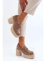 Dámské polobotky na podpatku / Béžová s ecru model 21075754 - Zazoo Dámské polobotky na podpatku / Béžová s ecru model 21075754 - Zazoo