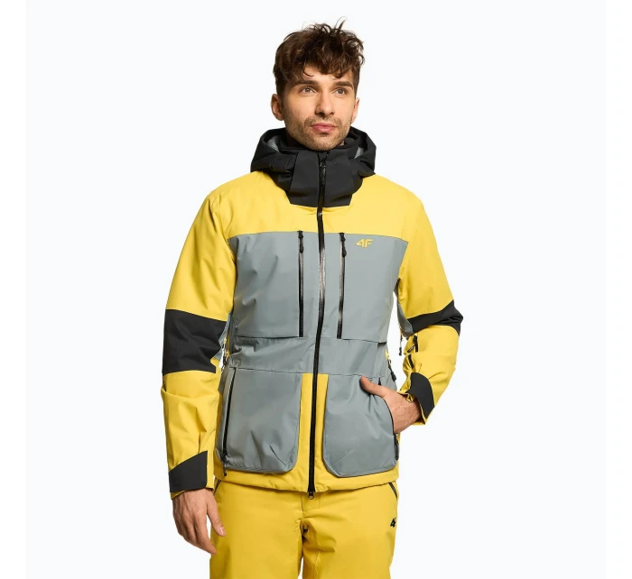 Pánská lyžařská bunda H4Z22 žluto-černá - 4F Pánská lyžařská bunda H4Z22 žluto-černá - 4F