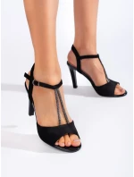Jedinečné sandály dámské černé na jehlovém podpatku Jedinečné sandály dámské černé na jehlovém podpatku
