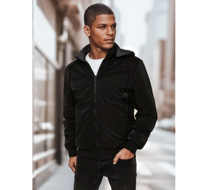 Pánská oboustranná bunda s kapucí černá FashionStreet TX4951 Pánská oboustranná bunda s kapucí černá FashionStreet TX4951
