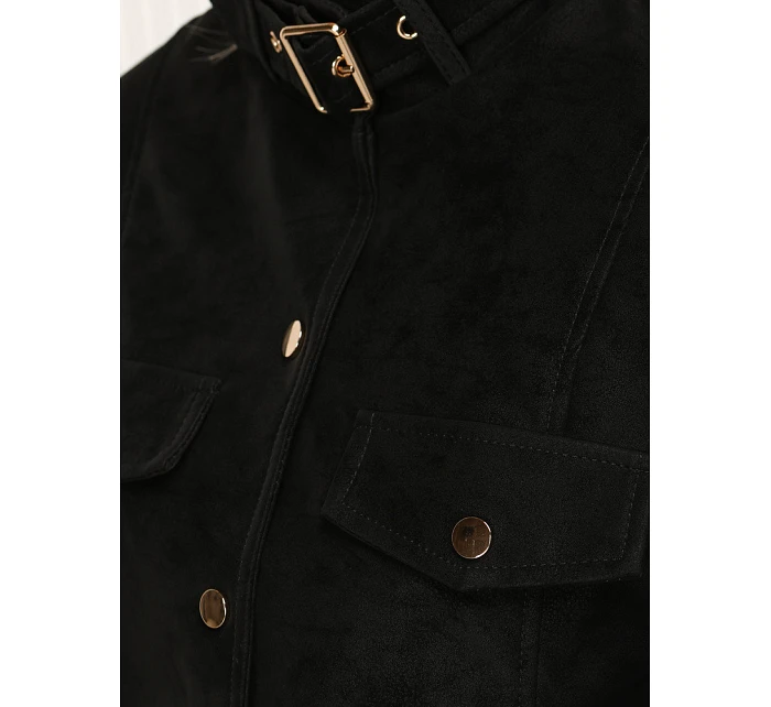 Dámská bunda z ekokůže s knoflíky černá FashionStreet TY5668