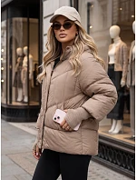 Pikowana kurtka damska zimowa z futerkiem beżowa FashionStreet TY5740