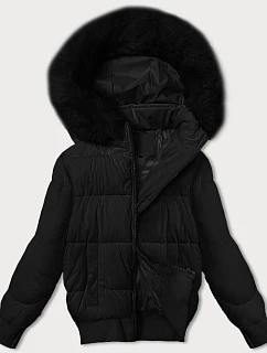Černá krátká dámská zimní bunda se stahovacími lemy model 21248157 - S'WEST