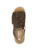 Dámské sandály na platformě s leopardím vzorem v béžové barvě Rieker 62741-90