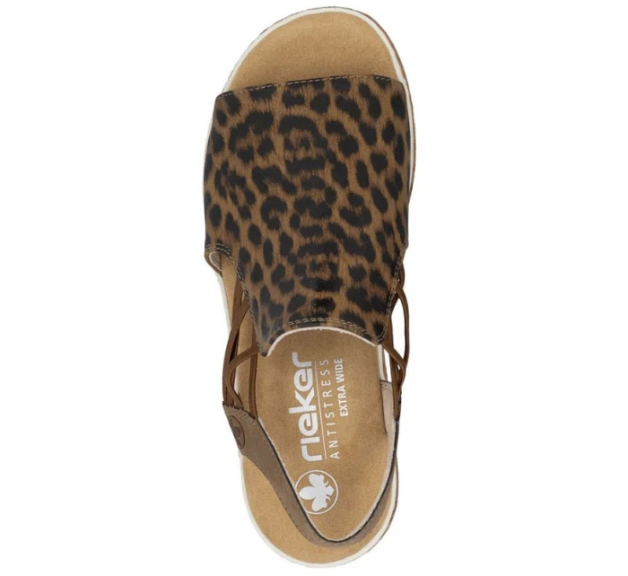 Dámské sandály na platformě s leopardím vzorem v béžové barvě Rieker 62741-90