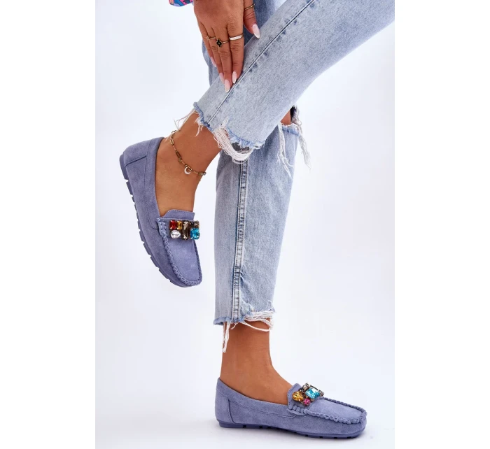 Dámské semišové mokasíny s krystaly Modre Lucille Dámské semišové mokasíny s krystaly Modre Lucille