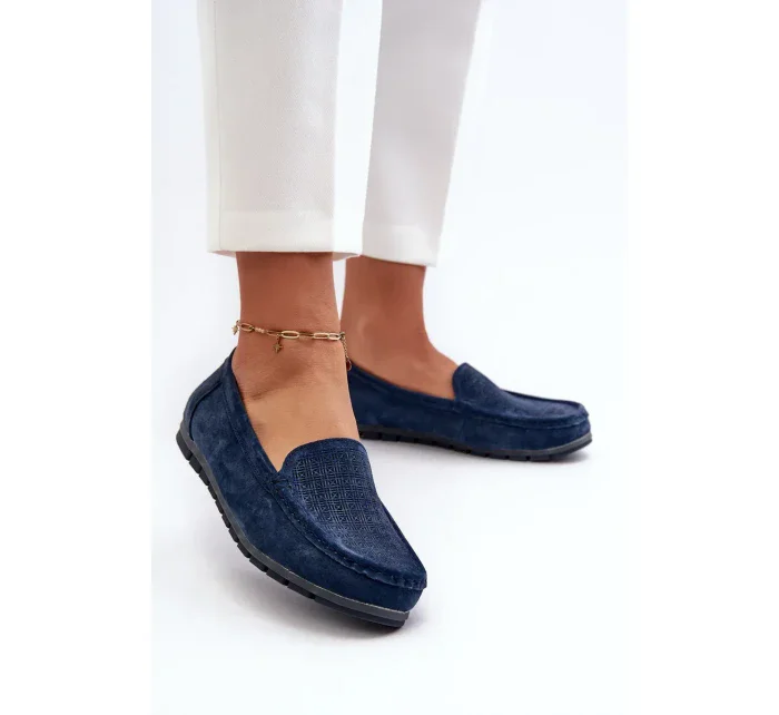 Dámské semišové mokasíny, tmavě modrá, S.Barski Dámské semišové mokasíny, tmavě modrá, S.Barski