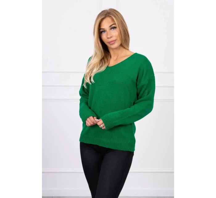 Svetr S202-15 s výstřihem do V zelený - Kesi Svetr S202-15 s výstřihem do V zelený - Kesi