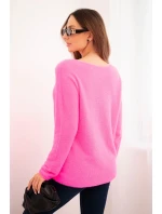 Dámský svetr z měkké pleteniny model 21958999 neonově růžový - Kesi