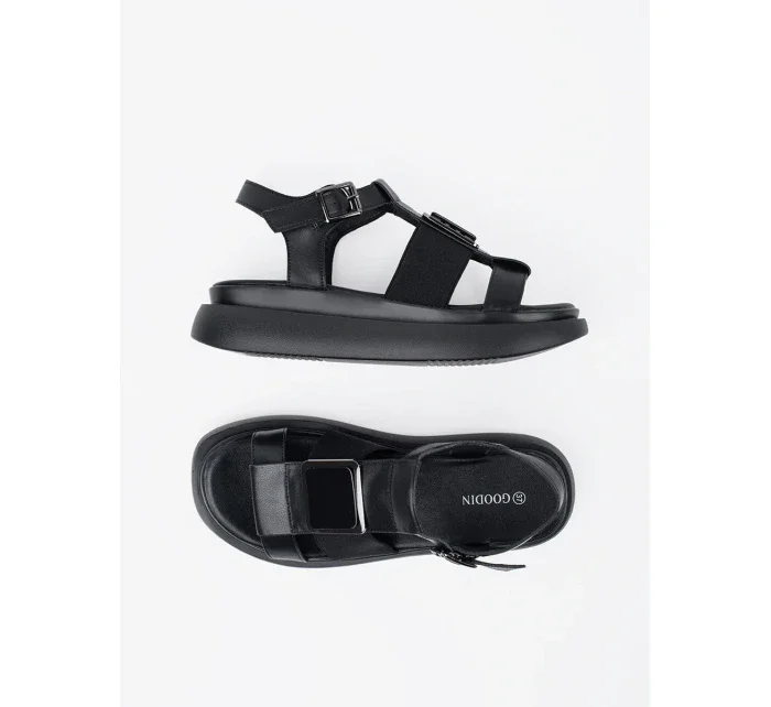 Módní  sandály dámské černé bez podpatku
