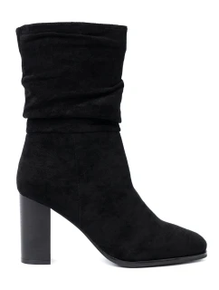Luxusní dámské kotníčkové boty černé na širokém podpatku
