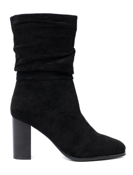 Luxusní dámské kotníčkové boty černé na širokém podpatku Luxusní dámské kotníčkové boty černé na širokém podpatku