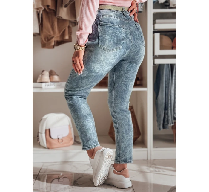 Dámské džínové kalhoty slim fit s páskem FLORETTA modrá FashionStreet UY2490