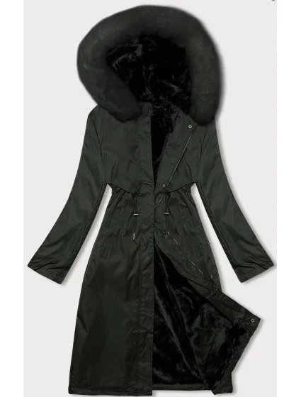 Dámská zimní bunda parka v army barvě s kožešinou S'West (R558-11) Dámská zimní bunda parka v army barvě s kožešinou S'West (R558-11)