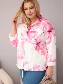 Dámská jarní bunda Plus Size s květinovým vzorem světle růžová