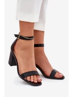 Dámské Sandály Na Podpatku S Páskem Černé model 21700172 - Boto