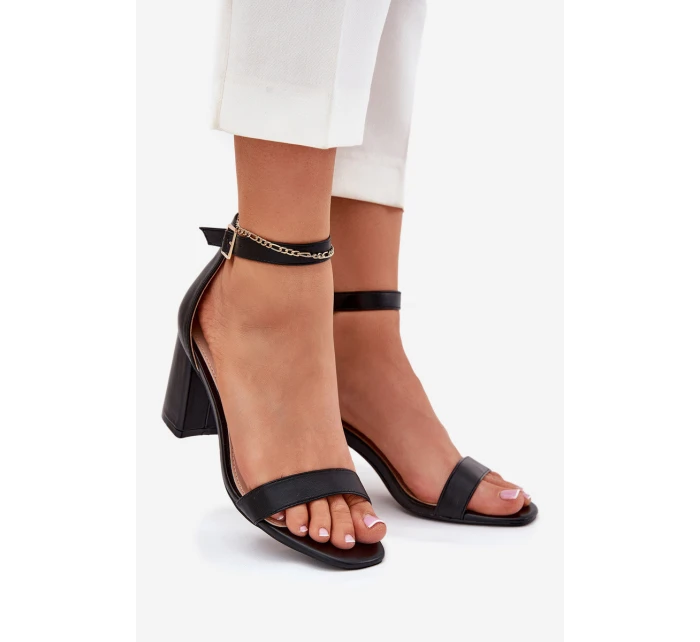 Dámské Sandály Na Podpatku S Páskem Černé model 21700172 - Boto