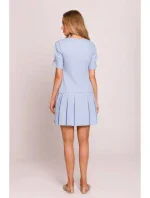 model 20970475 Džínové šaty se záhyby světle modré - Moe