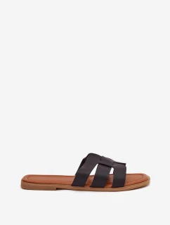 Dámské pantofle na plochém podpatku – černé Mirona