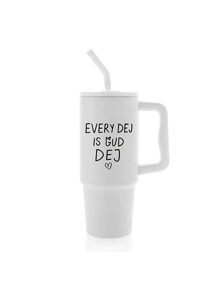 EVERY DEJ IS GUD DEJ - bílý cestovní termohrnek 900 ml EVERY DEJ IS GUD DEJ - bílý cestovní termohrnek 900 ml