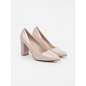 Luxusní hnědé dámské  lodičky na širokém podpatku