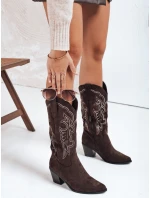 Dámské semišové kovbojské boty hnědé FashionStreet ZY1161