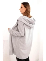 Dámská bavlněná bunda s kapucí a prodlouženým předním dílem šedý melír Dámská bavlněná bunda s kapucí a prodlouženým předním dílem šedý melír