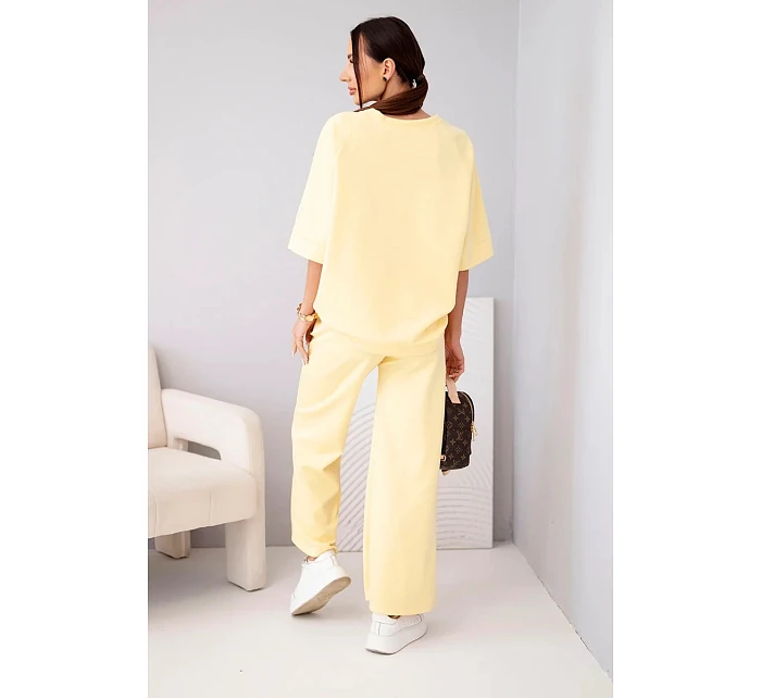 Dámský máslový komplet z viskózy mikina a široké kalhoty světle fialový