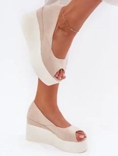 Dámské Sandály Na Klínu A Platformě Světle Béžové Felyra