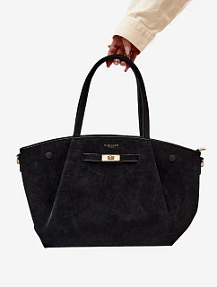 Shopper kabelka z imitace semiše Černá model 22111608 - Flora&Co