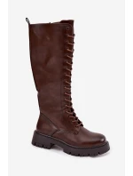 Dámské zateplené šněrovací kozačky Meliora – čokoládové, eko semiš Dámské zateplené šněrovací kozačky Meliora – čokoládové, eko semiš