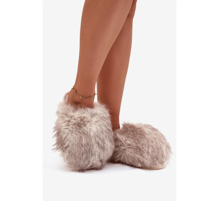 Dámské domácí pantofle s kožíškem – béžové Iseline Dámské domácí pantofle s kožíškem – béžové Iseline