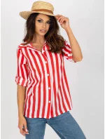 Dámská košile LK BZ model 21035365 Bílá s červenou - Lakerta Dámská košile LK BZ model 21035365 Bílá s červenou - Lakerta