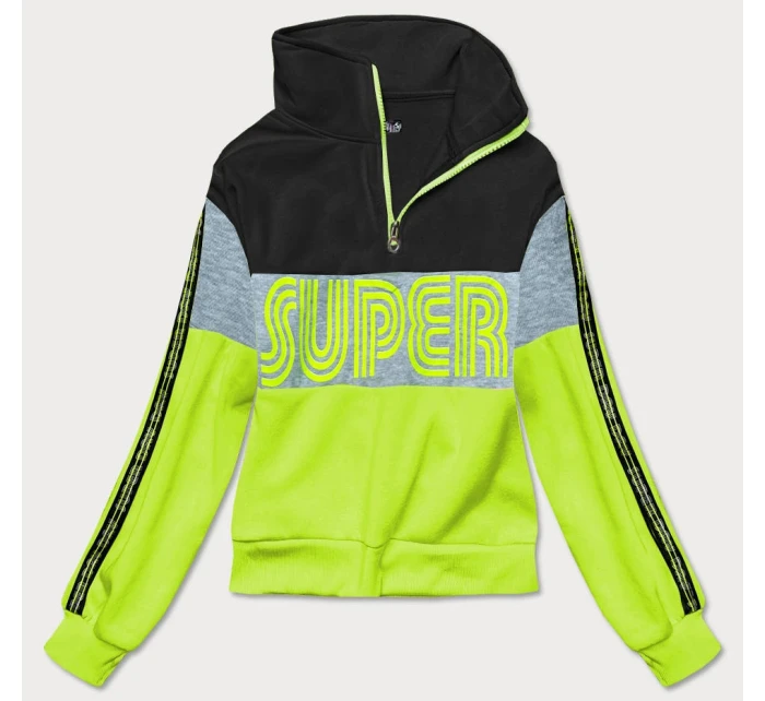 Černo-zelená dámská sportovní mikina (26019) -J.Style