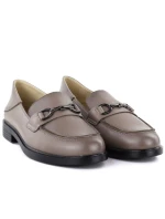 Dámské kožené polobotky mokasíny béžové model 22015081 - VINCEZA