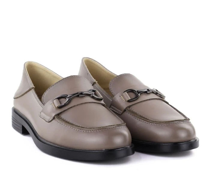 Dámské kožené polobotky mokasíny béžové model 22015081 - VINCEZA