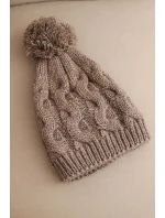 Dámská zimní čepice vlněná s krystaly a vzorem model 21859315 mocca - K-Fashion