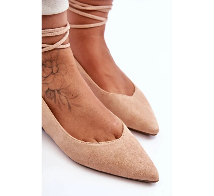 Dámské semišové baleríny nude Lilly Ann