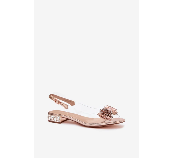 Průhledné sandály s mašlí D&A model 21908380 růžové zlato - S.Barski