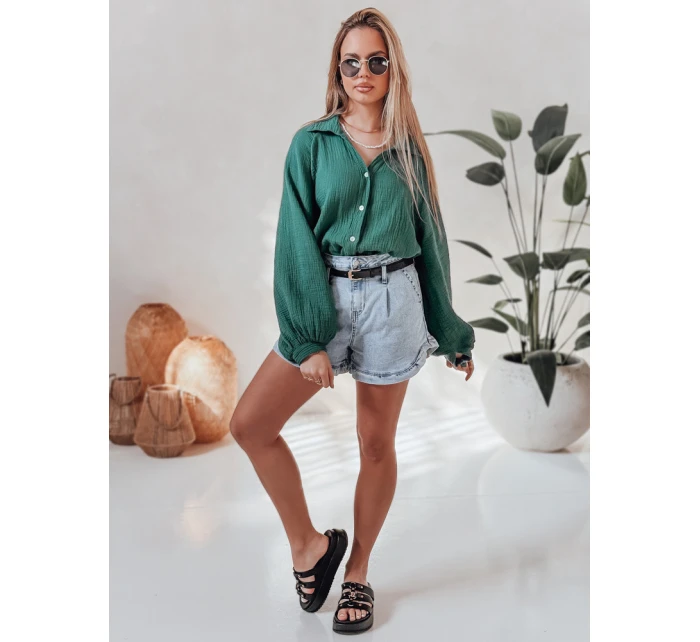 Dámská mušelínová košile oversize MUSLINEA zelená FashionStreet DY0474