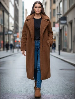 Dámský zimní kabát teddy dlouhá velbloudí Dstreet model 21995104 - FashionStreet