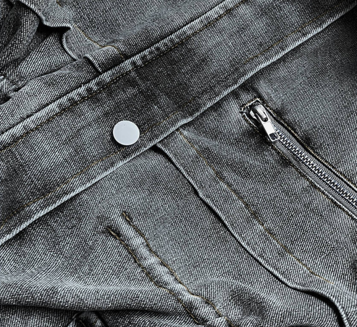Černá dámská džínová bunda s kožešinovou podšívkou (BR8048-101)