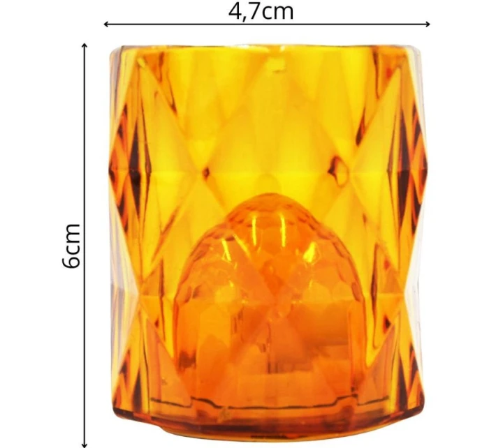 MINI DEKORATIVNÍ LAMPA 6 CM JANTAROVÁ TEPLÁ BÍLÁ 1 LED