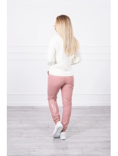 Dvouvrstvé velurové kalhoty tmavě růžové