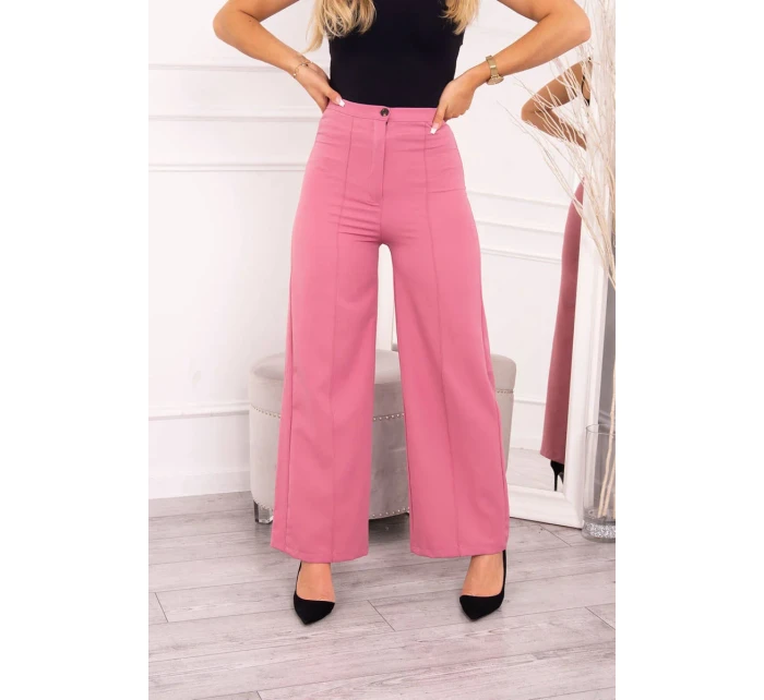 Široké kalhoty tmavě růžové